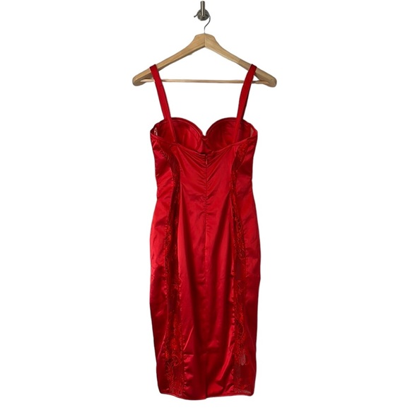 House of CB London Red Lace Satin Bustier Bodycon Dress Size Medium - Picture 4 of 16